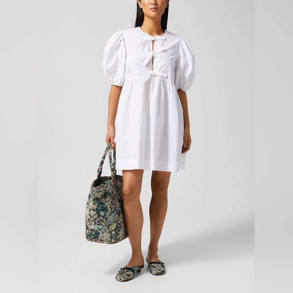 NWOT - Ganni Poplin tie-up minidress